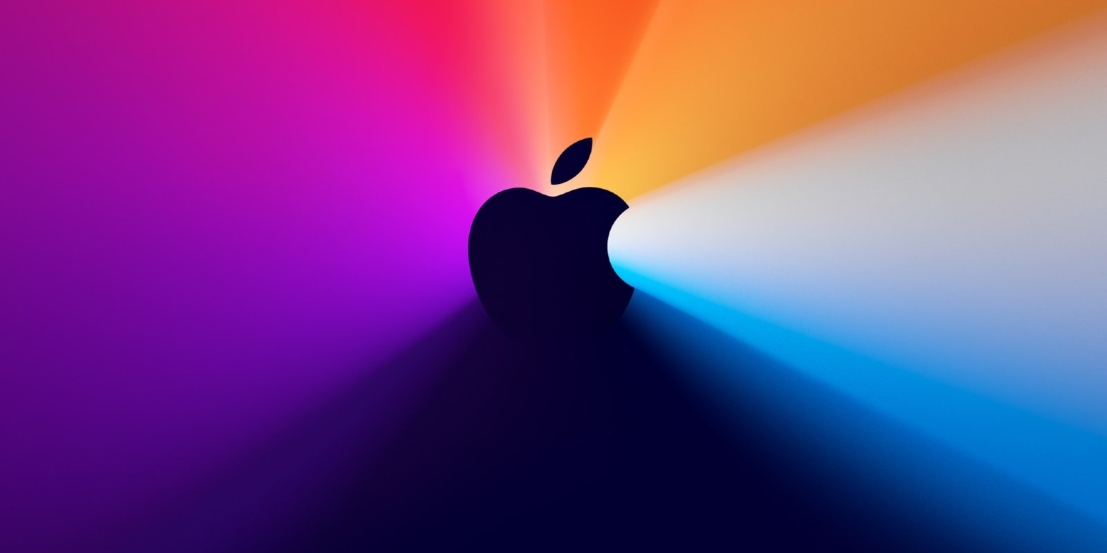 Apple logo with a rainbow background