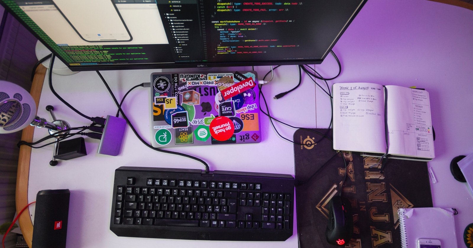 Laptop with coding stickers