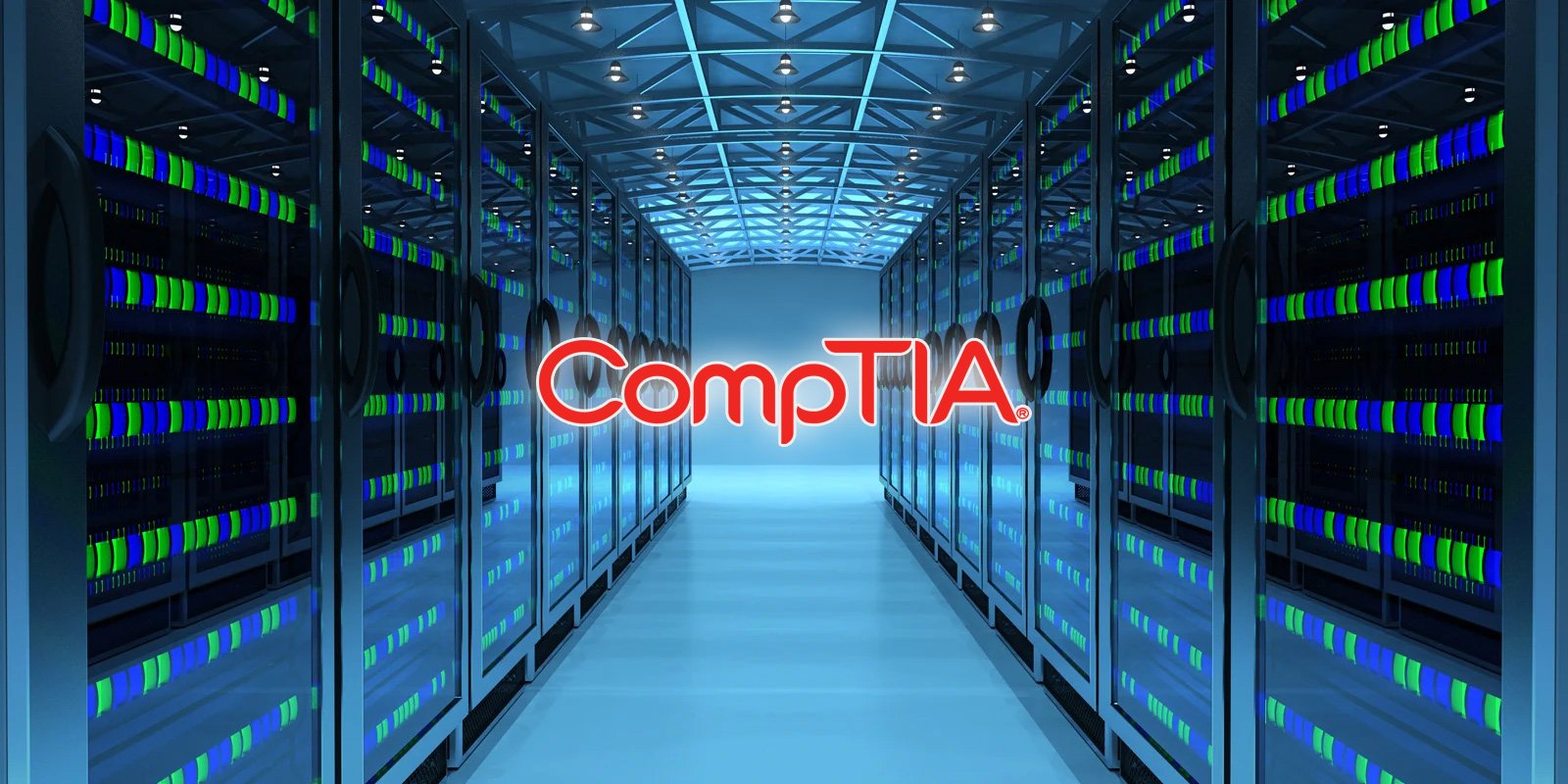 CompTIA logo over image of a data center