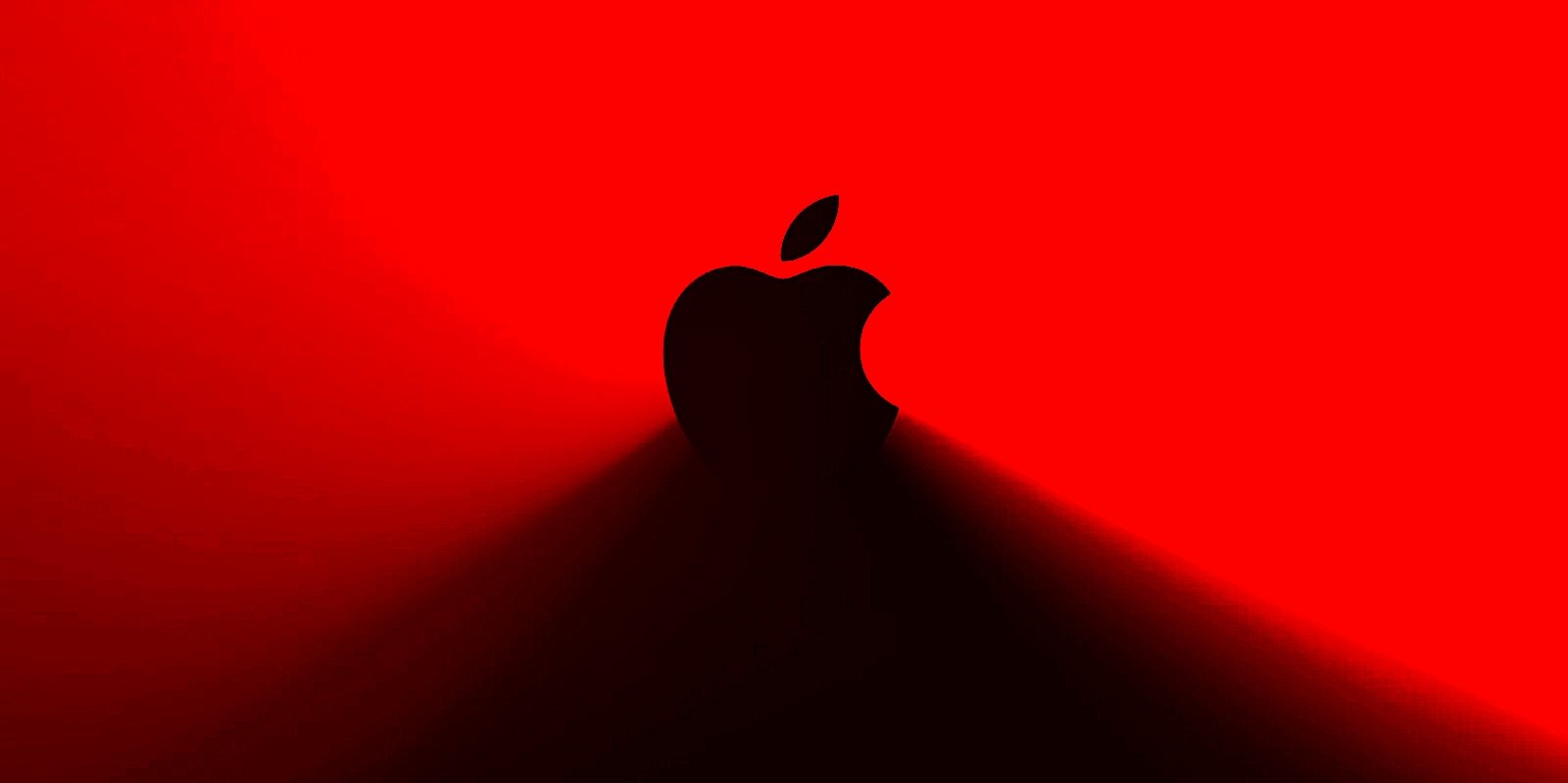 Apple logo on a red background