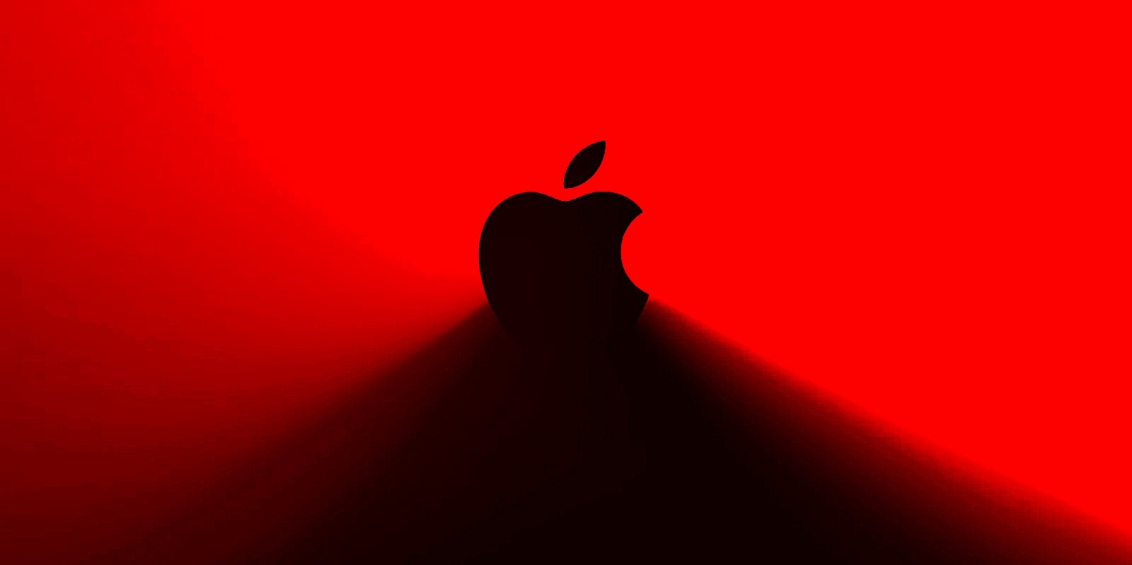 Apple logo with a red background