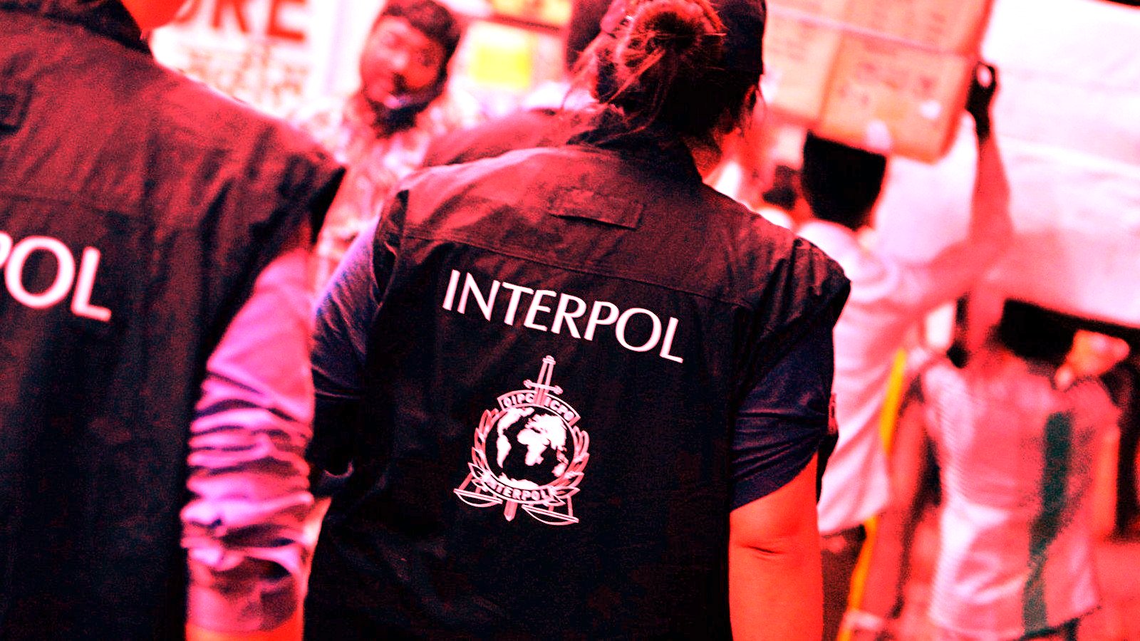 Interpol police walking