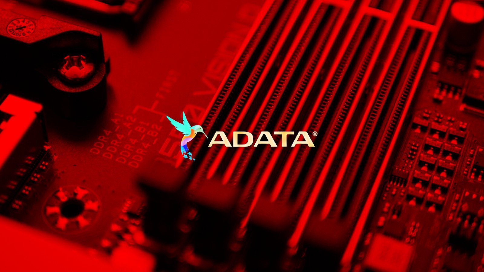 ADATA logo over a motherboard