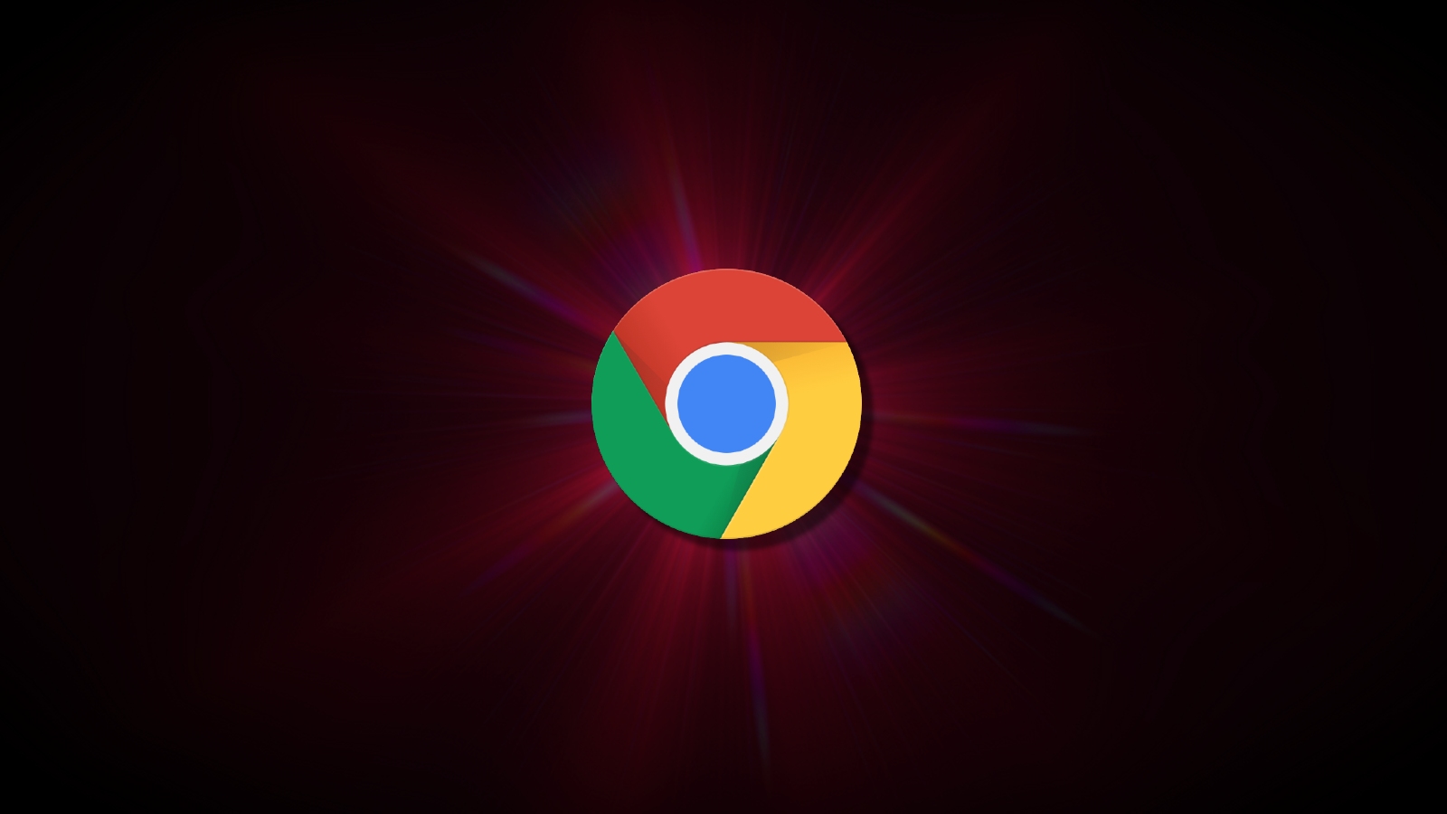 Kırmızı bir arka plan üzerinde Google Chrome logosu