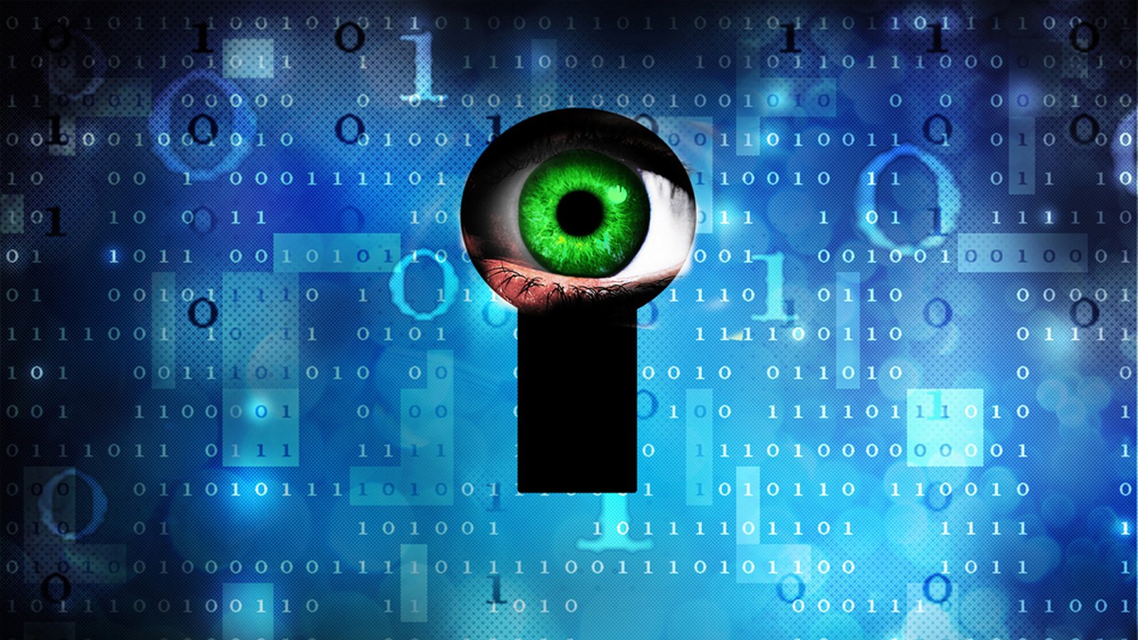 Eye looking through a keyhole to represent privacy risk