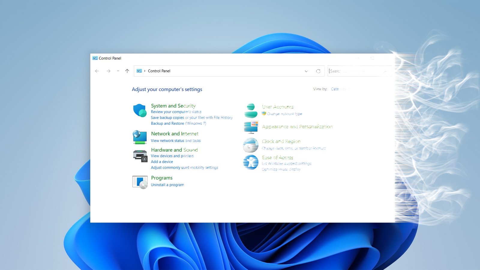 Windows 11 control panel disappearing