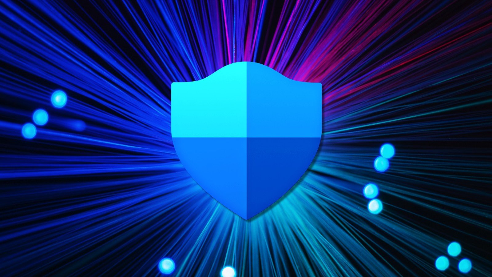 Logo Pertahanan Microsoft dengan latar belakang berwarna