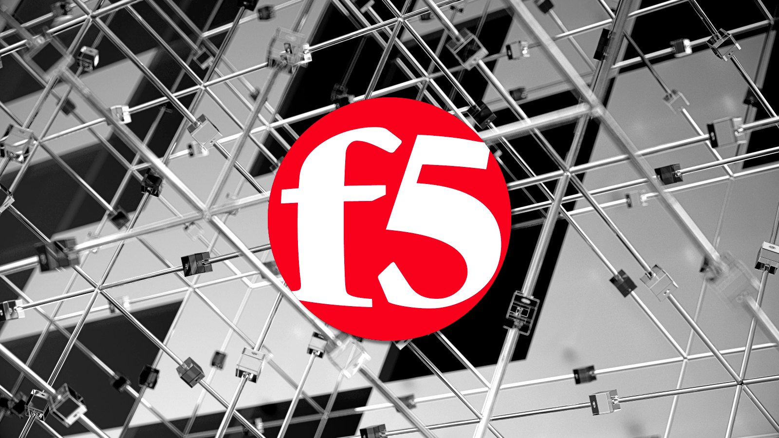 F5 logo over metal rods