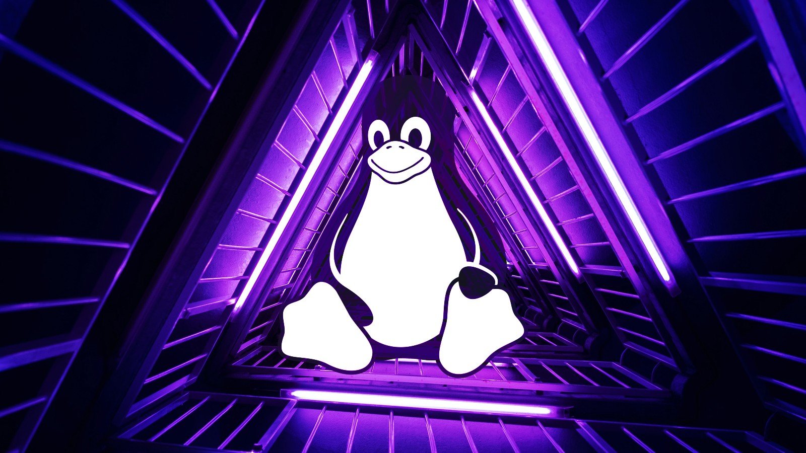 Linux's TUX in a cyber pipe