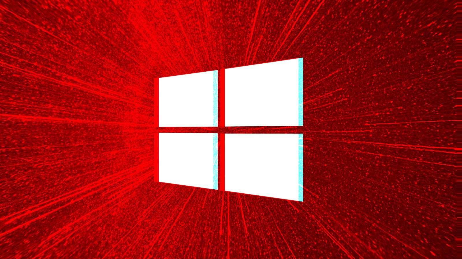 Windows logo over a red splash
