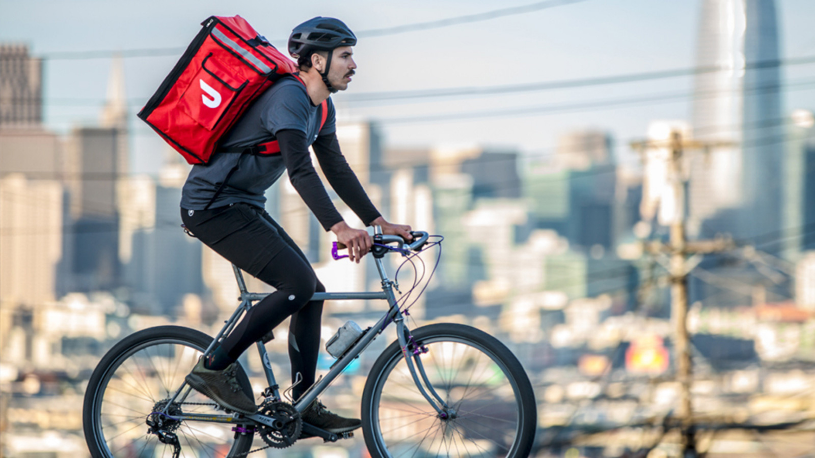 Dasher delivering food on a bicycle