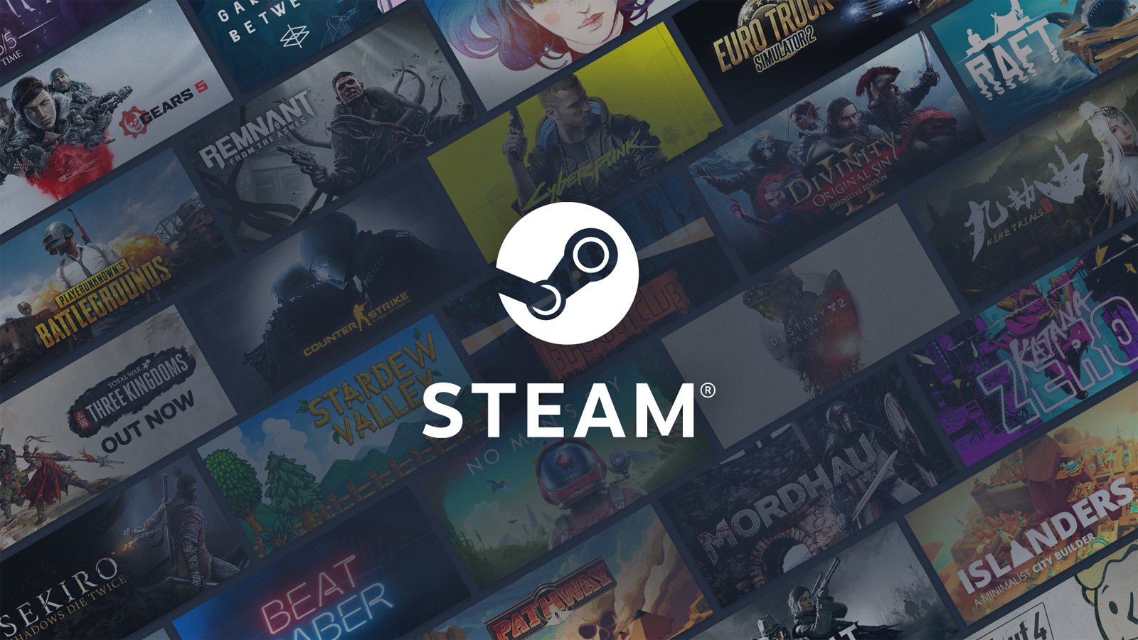 Steam games with overlaid logo on top