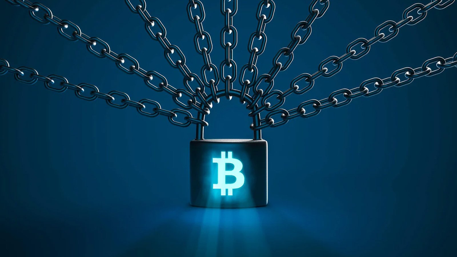 Lock with a bitcoin symbol in chains
