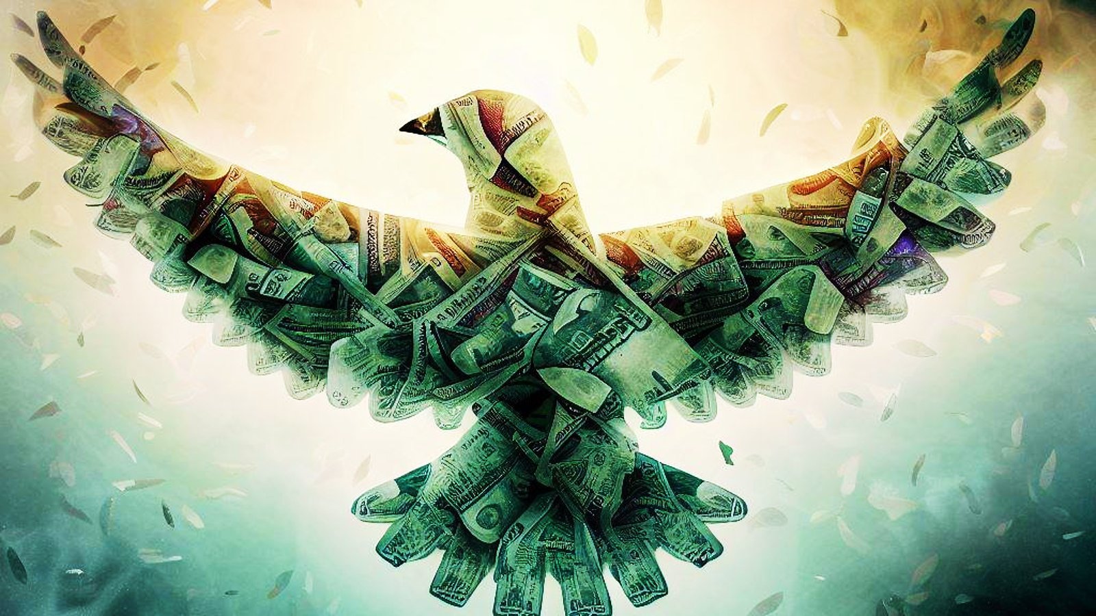 A bird made out of money