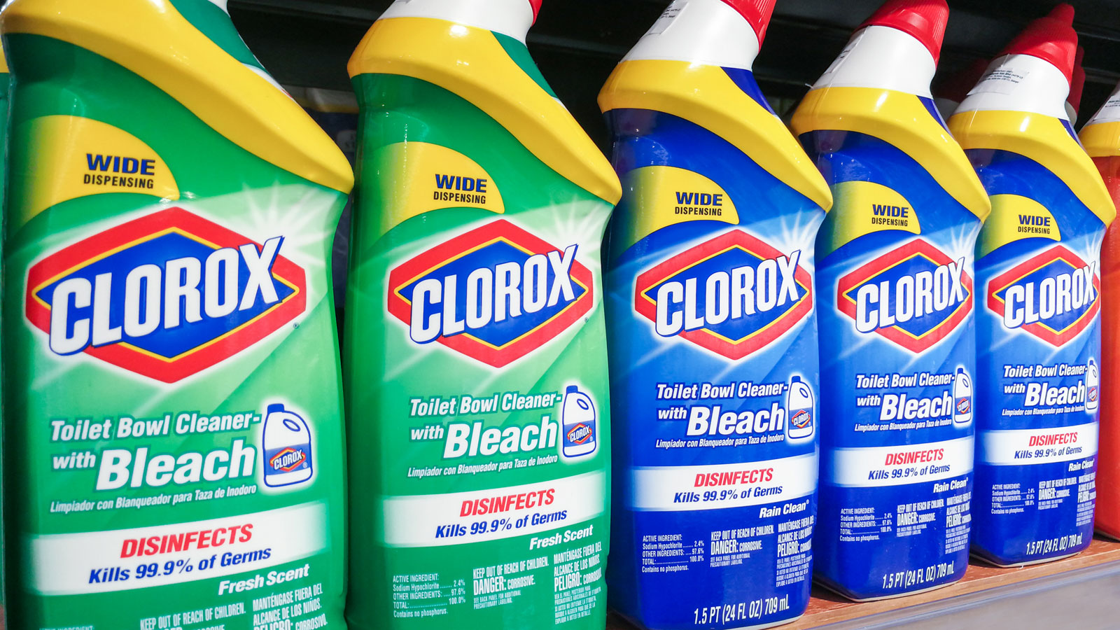 Clorox products connected a shelf