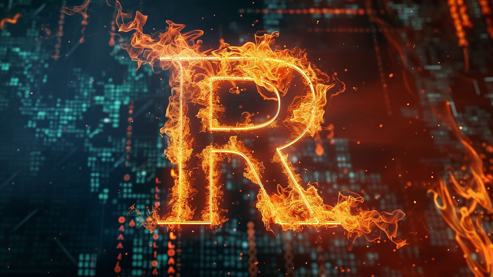 Letter R on fire