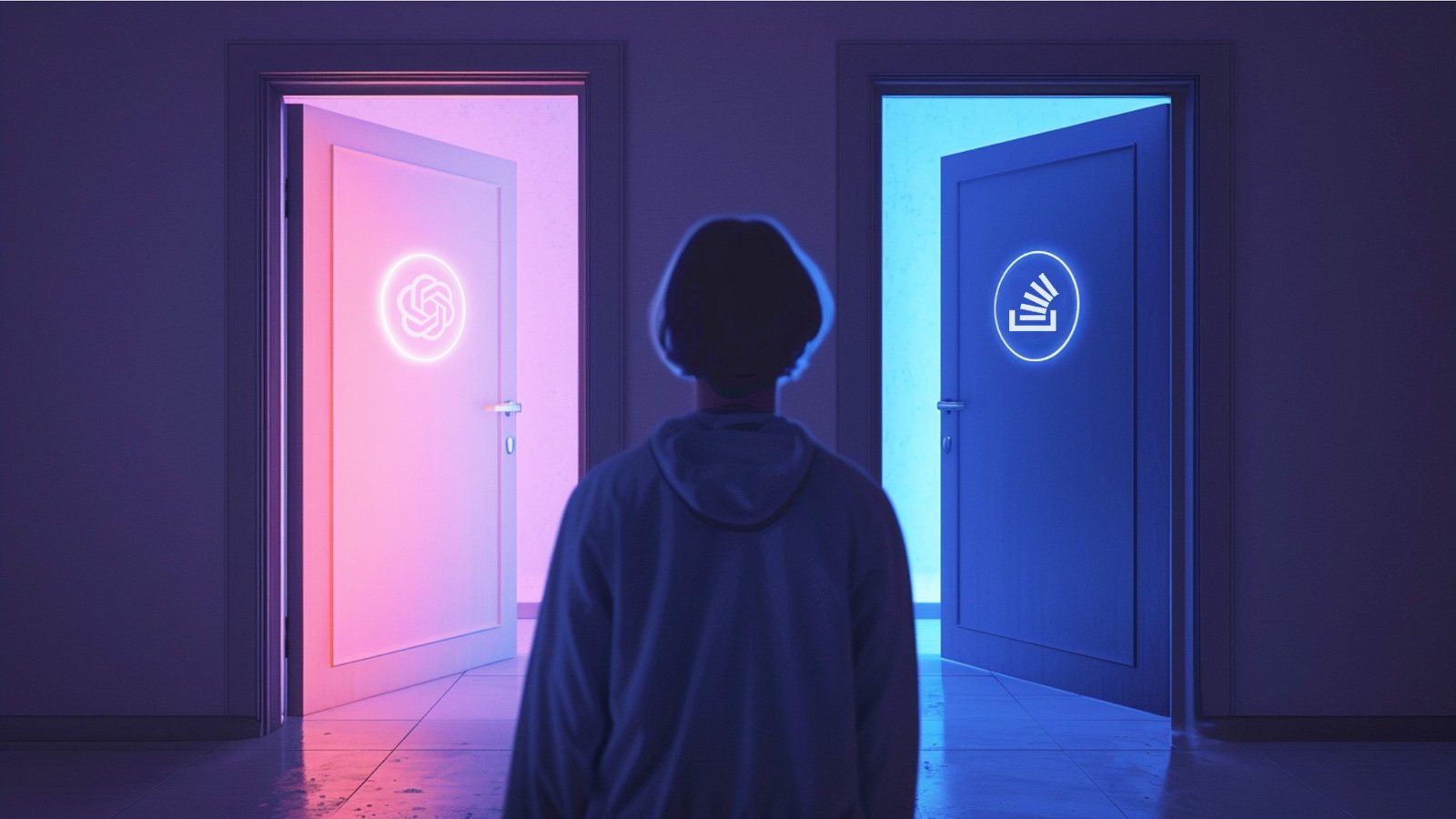 Doors showing Stack Overflow and OpenAI logos