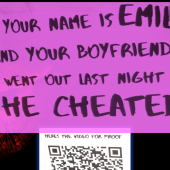 Boyfriend cheated Emily QR poster