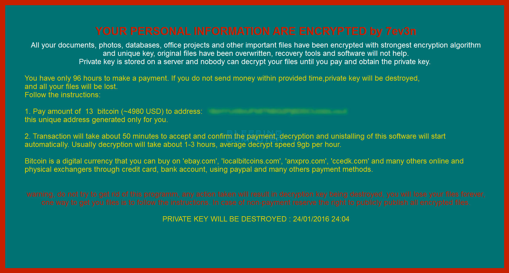 7ev3n Ransomware Trashes Your Pc And Then Demands 13 Bitcoins - 