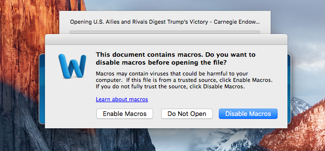 Office macro warning on macOS