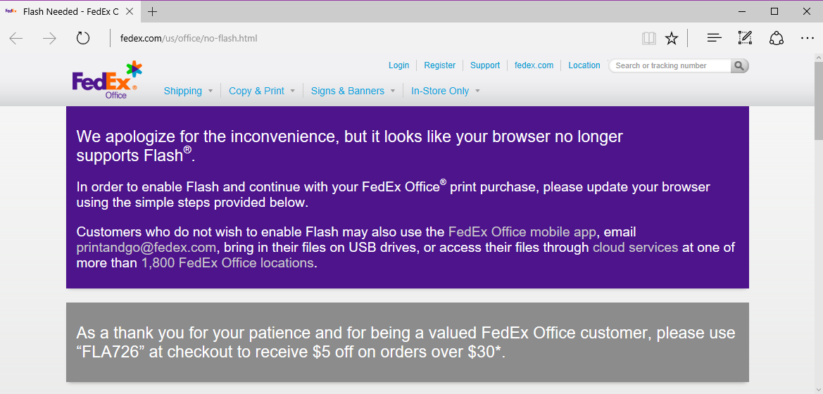 FedEx page