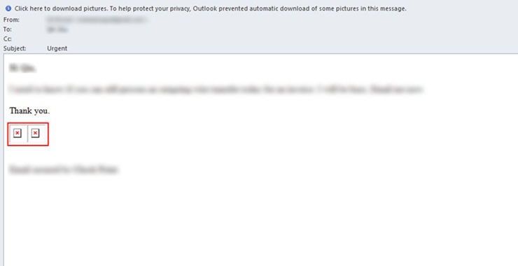 Email with tracking pixels