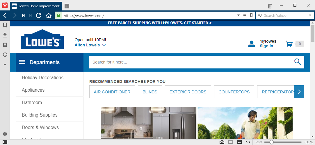 Image of Lowe's website