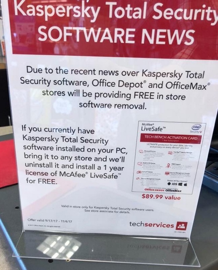 Office Depot, Best Buy Pull Kaspersky Products From Shelves