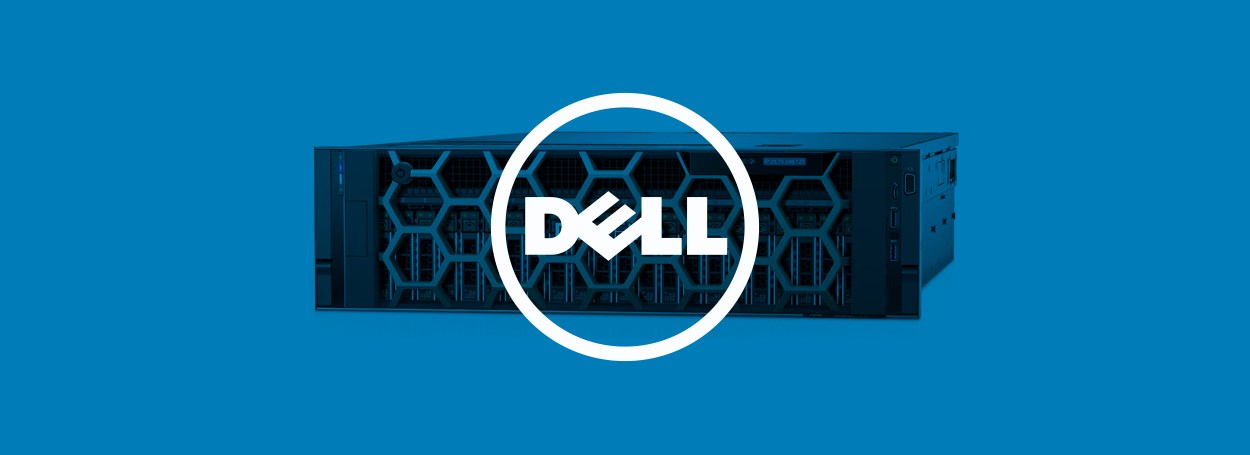 Dell logo superimposed on a Dell server