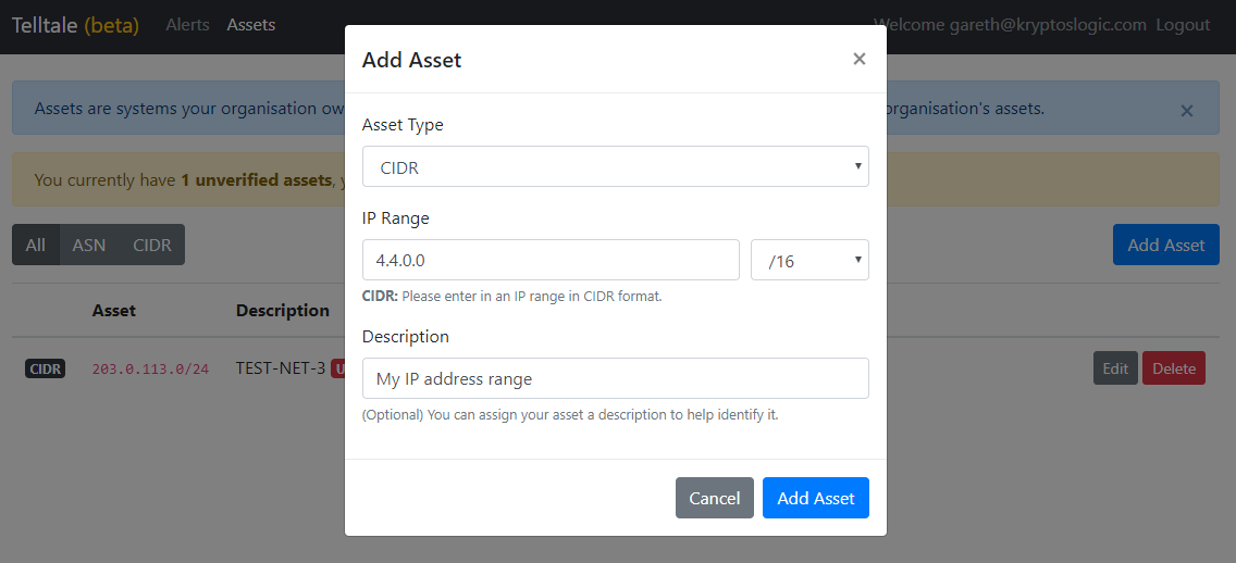 Telltale dashboard