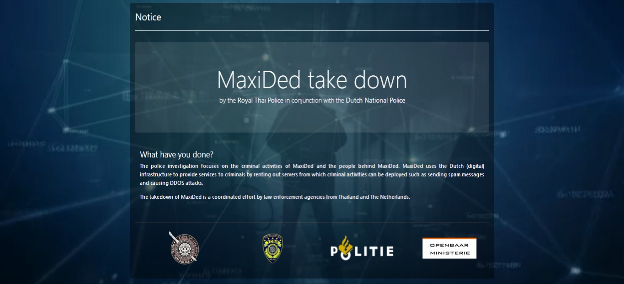 Dutch police seize servers of MaxiDed, a provider known for hosting malware ops