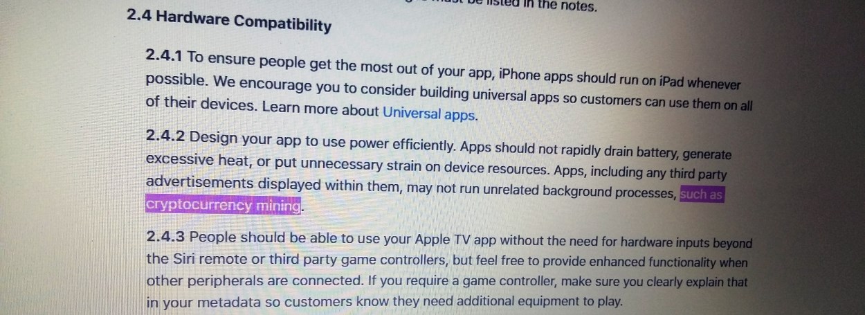 Apple Bans Apps That Mine Cryptocurrencies