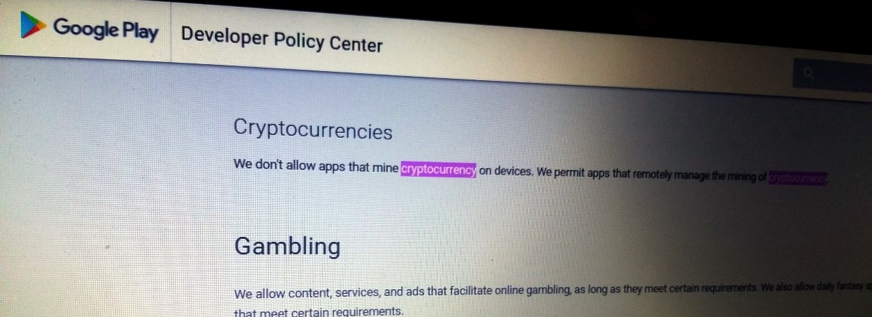 Cryptocurrency Mining Apps Banned From Google Play