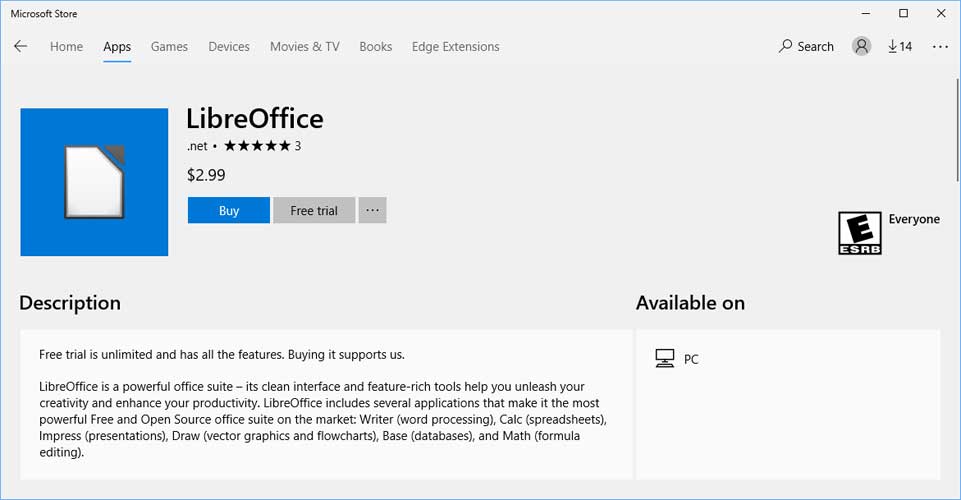 Unknown Dev Brings LibreOffice to Windows 10 via the Microsoft Store