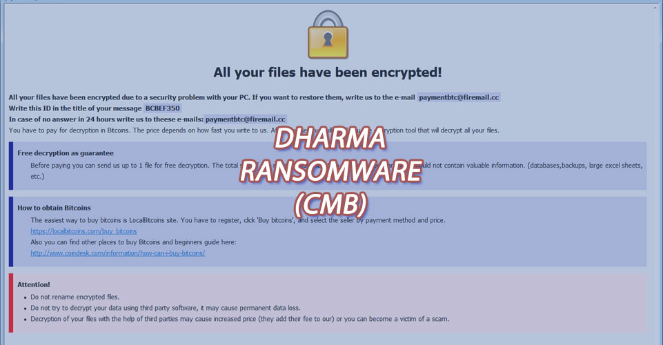 New Cmb Dharma Ransomware Variant Released