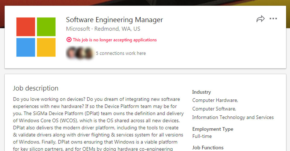 Windows Kernel Programming Job Linkedin Job Post Confirms Windows Core OS Is All About Devices