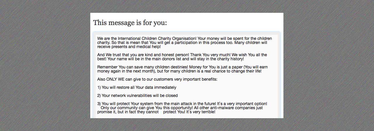Cryptomix Ransomware Exploits Sick Children To Coerce Payments Cryptomix Ransomware Exploits Sick Children To Coerce Payments