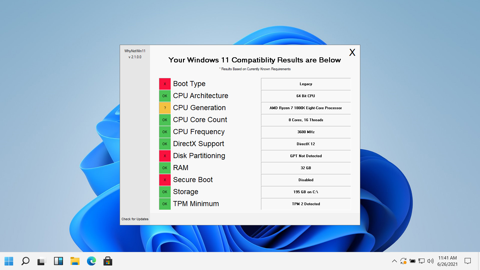 GitHub - rcmaehl/WhyNotWin11: Detection Script to help identify why your PC  is not Windows 11 Release Ready. Now Supporting Update Checks!