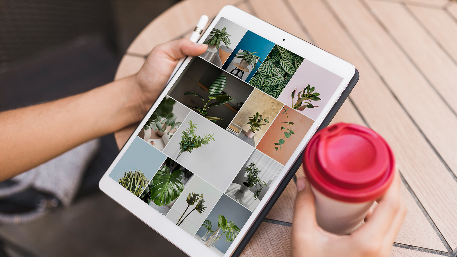 Looking at photos