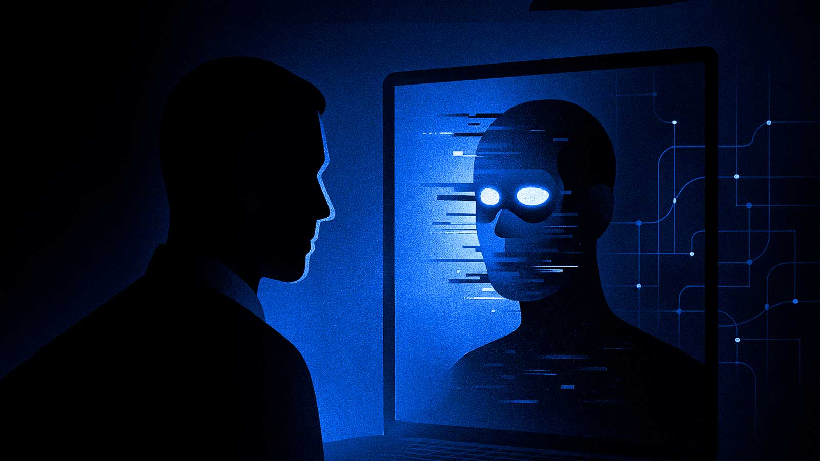 Person looking into a mirror and not seeing themselves reflected