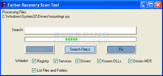 Farbar Recovery Scan Tool screenshot