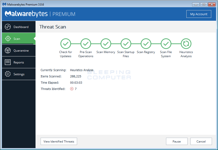 malwarebytes anti-malware crashes during scan