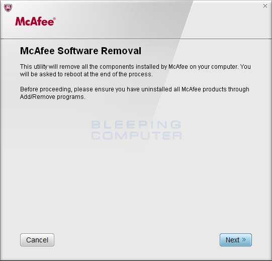 mcafee uninstaller mcpr.exe