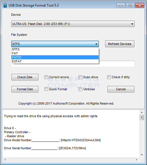 kingston usb flash drive format utility