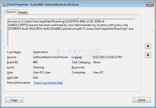 Event Log Entry