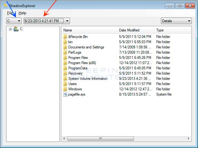 Restoring files with Shadow Explorer