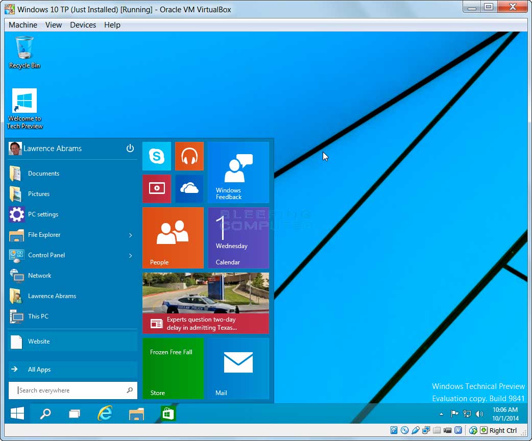 Windows 10 technical preview 9926