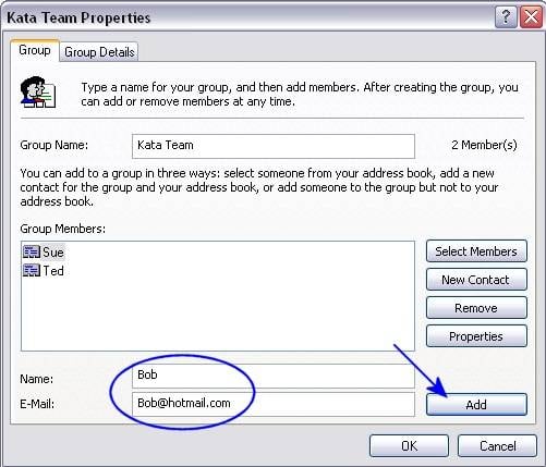 Erstellen einer E-Mail-Gruppe in Microsoft Outlook Express