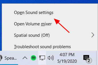 Open Sound settings